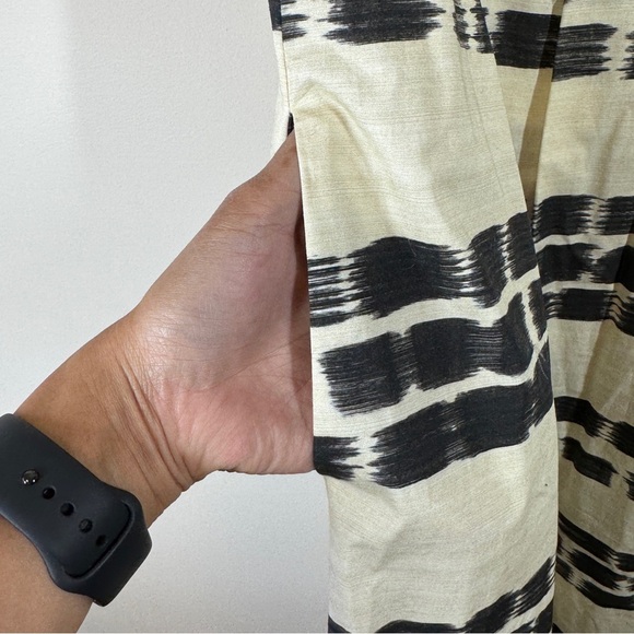 MaxMara Studio Ivory Black Scratched Stripe Print Sleeveless Dress  Size 48 - Picture 12 of 16